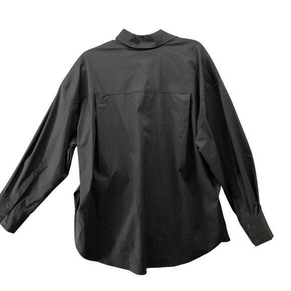 Carbon 38 Oversized Button Up Shirt Womens M Black Long Sleeve Stretch Cotton - Picture 2 of 11
